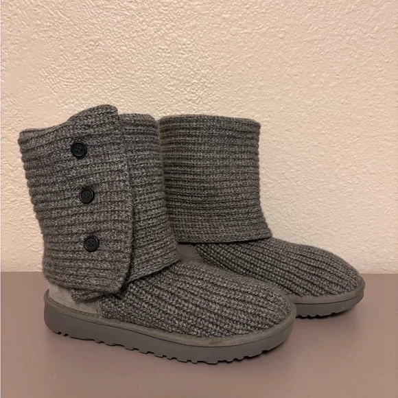 UGG Gray Knit Ankle Boots - Picture 3 of 4